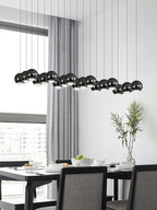 Rectangular Chandelier Crystal Balls Chandeliers Flush Mount Ceiling Light for Dining Room Living Room High Ceiling Chandelier for Staircase Foyer Entryway Black Chandeliers Dimmable 2700k-6000k