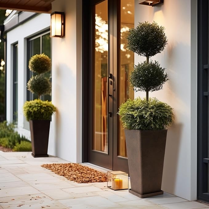 LA JOLIE MUSE Tall Outdoor Planters Set of 2, 20 inch Large Tapered Square Planters for Indoor/Outdoor Plants, Large Outdoor Flower Pots for Front Door, Patio and Deck