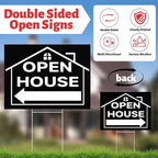 44 Pcs Open House Signs for Real Estate, Double Sided Open House Flag Kit, 7.6 x 5.4 Ft Black Banner Flag Poles Set for Outside, Directional Arrows Sign Stakes Balloons for Open House Supplies