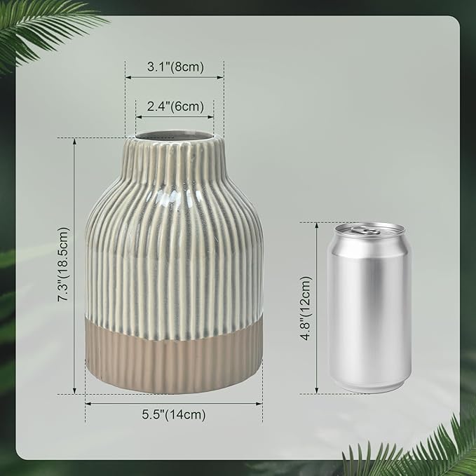 Ceramic Vase Flower Vase Double Glazed Crackle Finish Decorative Vase Modern Style for Flowers Pampas Grass Indoor Living Room Dining Table Office Home Decor