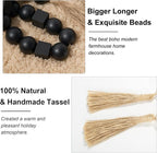 OMISHE Black Extra Large Wood Bead Garland with 1.6" Diameter Wooden Beads and Tassels, 41.5" Long Rustic Farmhouse Country Boho Decorative Beads for Home Decor Tiered Tray Decor