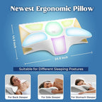 Cervical Pillow for Neck Pain Relief, Cooling Contour Memory Foam Pillows Support Odorless Ergonomic Neck Pillow Adjustable Orthopedic Bed Pillow for Side Back Stomach Sleeper with Pillowcase