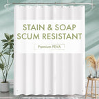 AmazerBath Shower Curtain Liner, 72x72 Plastic White Shower Curtain Liner, Cute Waterproof PEVA Shower Curtains, Lightweight Shower Curtains for Bathroom with Magnets and 12 Rustproof Grommet Holes