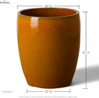 Emissary Bullet 18 in. Bright Orange Ceramic Round Planter (18 in. L x 18 in. W x 21 in. H) with Drainage Hole