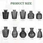 Glass Bud Vases Set of 10, Small Flower Vase in Bulk for Centerpieces, Mini Vintage Grey Vases for Rustic Wedding Vintage Home Table Decor