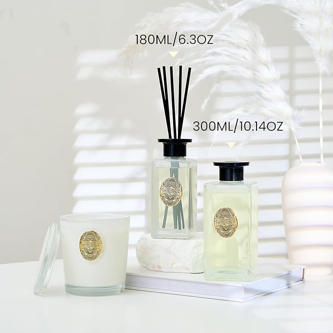 M&SENSE 6.3 oz Large Reed Diffuser Set | Creamy Vanilla Scent Oil Diffuser with Sticks | Hotel Collection Non-Toxic Essential Oil |for Bedroom Bathroom Living Room