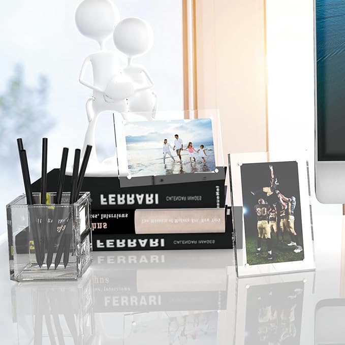 HELPLEX Picture Frames, 6 Pack 6x8 inch Acrylic Picture Frame Clear 6 x 8 Photo Frames Magnetic Picture Frames Ready for Tabletop Display, Effectively Protect Photos from Fading and Yellowing