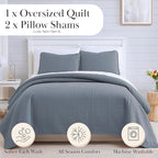 Southshore Fine Living, Inc. Twin Quilt Set, Quilted Blue Bedspread Twin/XL Quilt with Matching Pillow Sham, Soft Microfiber, Lightweight Coverlet Set, Easy Care, Machine Washable, Slate Blue