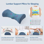 Lumbar Support Pillow for Sleeping Memory Foam Back Lumbar Support Cushion for Lower Back Pain Relief, Back Support Bed Pillow Waist Support Back Sleepers (Dark Blue)
