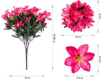 Artificial Flowers for Outdoors, 3 Bundles Fake Silk Azalea Bouquet Faux Flower Plants Outside Decoration UV Resistant Realistic Fake Flowers for Planter Front Door Patio Garden Walkways Home, Hotpink