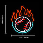 Baseball Neon Sign for Wall Decor Dimmable Baseball On Fire Neon Light Colorful LED Neon Light Sport Neon Signs USB Powered Neon Sign for Bedroom Field Club Man Cave Decoration