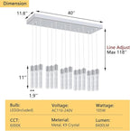 15-Lights Modern Crystal Chandelier LED Pendant Lighting Fixture for Kitchen Island Light Fixtures for Dining Room Hallway Foyer