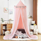 Bed Canopy with Star Lights, Double Layer Bed Canopy for Girls, Princess Canopy Bed Curtain for Twin Bed, Breathable Kids Dreamy Play Tent Room Castle Reading Nook, Machine Washable, 26''x125'' - Pink