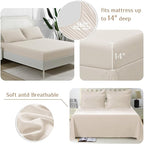 JOLLYVOGUE Queen Comforter Set, Ultra-Soft Bed in a Bag Queen Size 7 Pieces, Oeko-TEX Certified Bedding Set with Down Alternative Comforter, Sheets, Pillowcases & Shams, Beige