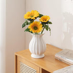 White Ceramic Vase, 7.6 Inch Flower Vase Home Decor Modern Decorative Vases for Bouquet, Unique Vases for Farmhouse Living Room Cabinet Table Centerpieces Wedding Decorations