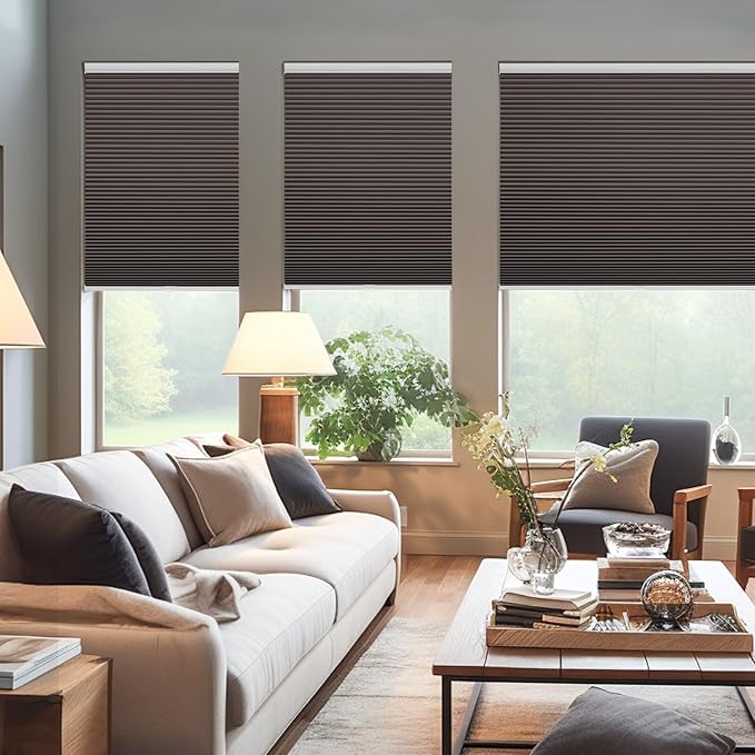 Changshade Cordless Cellular Shades, Blackout Honeycomb Shades for Windows, Pull Down Pleated Blinds, Easy to Install for Indoor Windows and French Doors,20" W x 36" H, Taupe