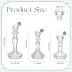 Mumufy 6 Pack Glass Taper Candle Holders Clear Candlestick Holder Fit 0.8 Inch Candles 4'' 6'' 8'' Tall Crystal Decorative Candlestick Stand Centerpiece for Table Wedding Dining Party (Classic)