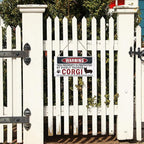 Funny Warning Sign - The Property is Protected By Highly Trained Corgi - Decorative Wood Hanging Plaque, Wall Decor, Owner Home Decor, Door Gate Hanger, Front Porch Sign