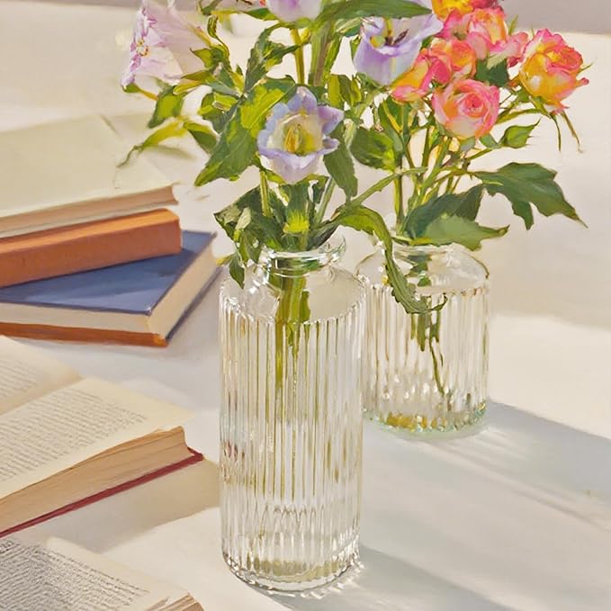 16pcs Glass Bud Vase, Small Vase for Flower, Clear Flower Vases for Centerpieces, Mini Vintage Vase in Bulk for Wedding Table Home Decoration