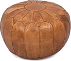 Moroccan Leather Handmade Pouf Ottoman Cover – Unstuffed Foot Stool, Boho Foot Rest for Living Room, Bedroom – Gift for Housewarming or Weddings