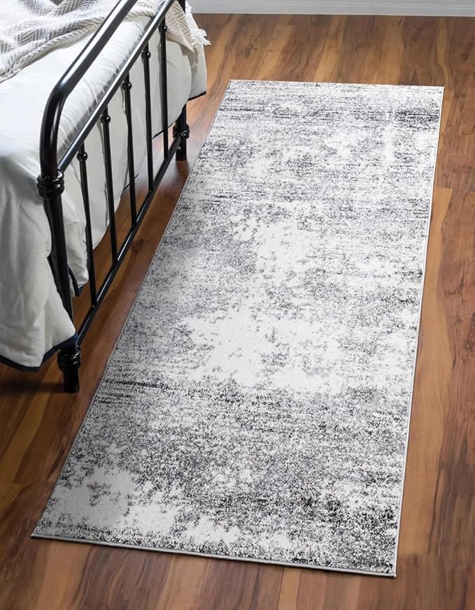 Keen Home Design Area Rugs - Non-Shedding, Thick Pile Abstract Rugs for Kitchen, Living Room, Bedroom, Dining Room, Entryway (Abstract Cream/Grey, 2'8'' x 7'7'')