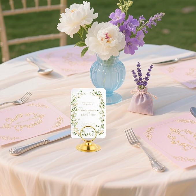 Urban Deco 16 PK Table Card Holder Place Card Holders Steel Card Holders for Photos, Food Signs, Memo Notes, Weddings, Restaurants, Birthday（Gold）