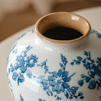 Blue and White Vase, 8 Inch Vintage Chinoiserie Ceramic Vase, Rustic Flower Vases Decorative Antique Vases for Home Decor, Retro Ice Cracked Porcelain Farmhouse Table Centerpieces Decor