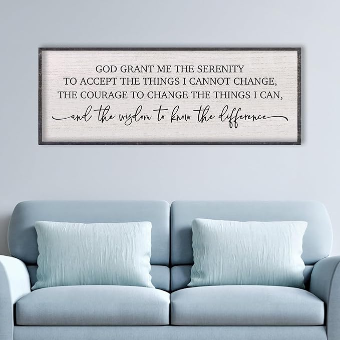 LuZhiQiang Serenity Prayer Bible Verse Sign Wall Decor God Grant Me Christian Inspiraional Quotes 40"×15" Wall Art for Living Room Bedroom (Black)