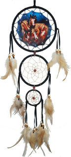 Remorelt Wolf Eagle Bear Dream Catcher Bedroom Wall Decor, Christmas Home Decoration, Room Accessory, White Moon Feather Decoration - Unique Home Craft Wall Pendant (DC15 6Inch Horse)