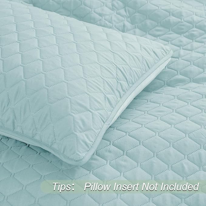 Exclusivo Mezcla Reversible Full Queen Quilt Bedding Set with Pillow Shams, Lightweight Quilts Queen Size, Soft Bedspreads Bed Coverlets for All Seasons - (Light Blue, 90"x96")