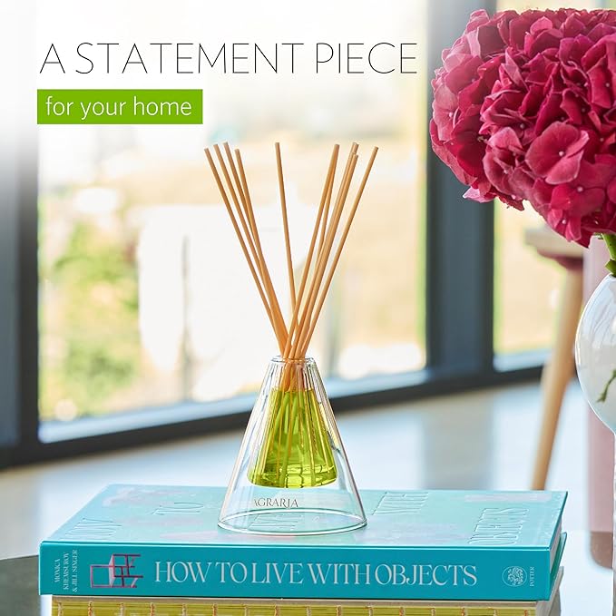 Agraria Lime & Orange Reed Diffuser Set, 12 Reeds Essential Oil Freshener Sticks, Room Diffusers for Home Fragrance, Scented Reed Oil Diffuser Gift