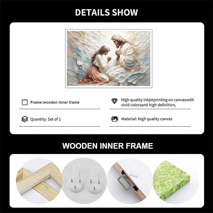 XWNLTEPK Praying to Heaven Christian Art Jesus and Woman Praying Bible Canvas Wall Decor Jesus Portrait Mormon Wall Print