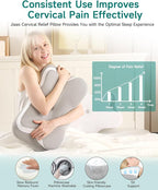 Cervical Pillow for Neck & Shoulder Pain Relief - Adjustable Ergonomic Pillow with Cooling Pillowcase,Memory Foam Pillow Fit for Side, Back & Stomach Sleepers(Gray-White)