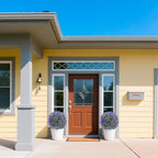 Set of 2 Artificial Boxwood Topiary Ball Trees with Purple Flowers for Outdoor with Ground Spike 29.5", UV Resistant Faux Greenery Shrubs, Fake Plants for Garden, Porch, Patio Valentine's Day Decor