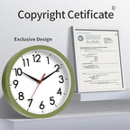 AKCISOT Wall Clock 8 Inch Silent Non-Ticking Modern Clocks Battery Operated - Analog Small Classic for Office, Home, Bathroom, Kitchen, Bedroom, School(Olive Green)