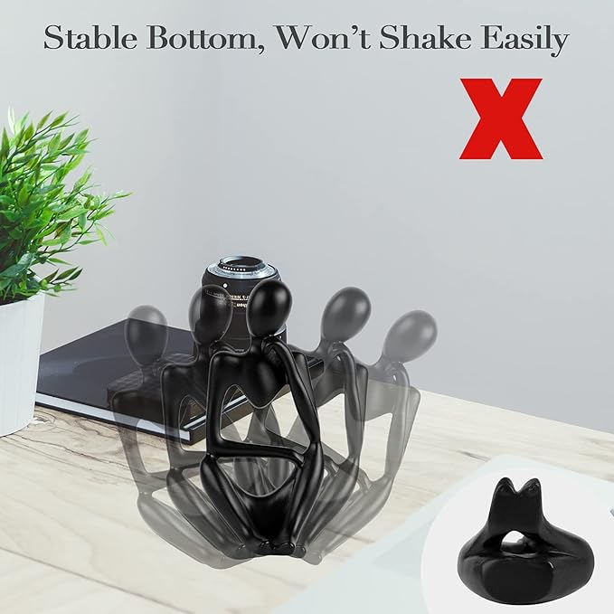 Sandstone Resin Thinker Style Abstract Sculpture Statue Collectible Figurines Home Office Bookshelf Desktop Decor (Small Black, Right)