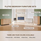 T4TREAM Fluted 5 Drawers Dresser for Bedroom, 48" Tall Modern Dresser Chest of Drawers, Gold Accents, Fluted Fronts, Wood Storage Dressers Organizer for Bedroom, Living Room, Off White