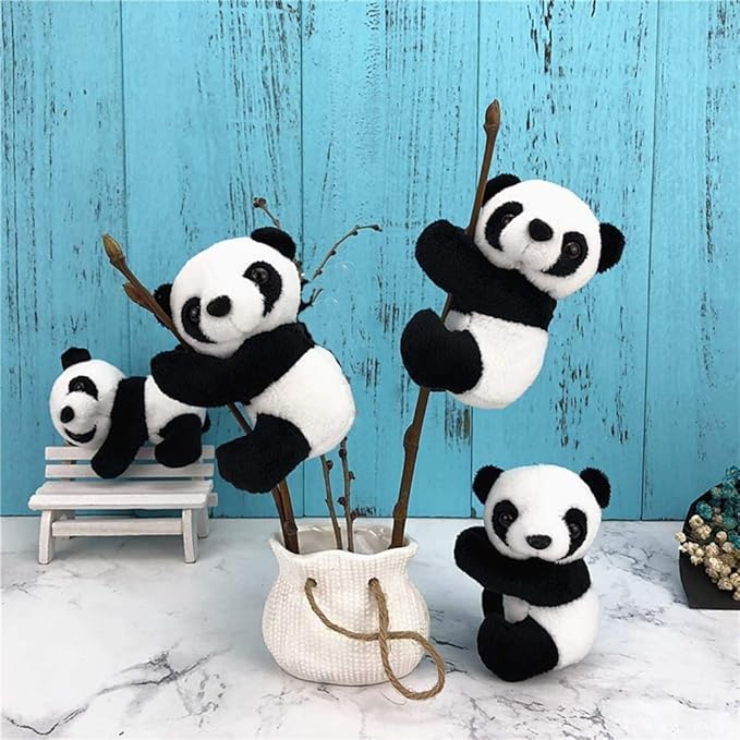 6Pcs Finger Panda Plush Panda Clips Curtain Holder Stand Note Clip Photo Holder Stand Chinese Style Souvenir Cute Panda Plush Toy Finger Kids Toy,Home Decoration Plant Pots Bonsai Craft Decor