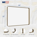 WEER Bronze Bathroom Wall Mirror, 40x32 Inch Oil Rubbed Bronze Vanity Mirror, Farmhouse Bronze Mirror with Aluminum Alloy Brushed Metal Frame, Tempered Glass, Anti-Rust (Horizontal/Vertical)