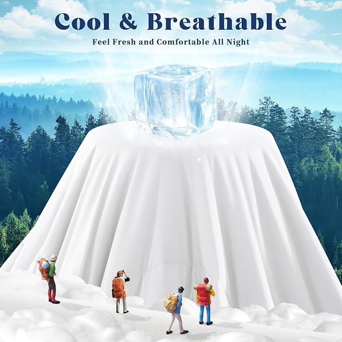 Cooling Comforter Queen Size, Double-Sided Cooling Blanket for Hot Sleepers & Night Sweats, Arc-Chill Q-Max > 0.4 Breathable Ice Blanket, Lightweight Cold Comforter (80''x90'', White)