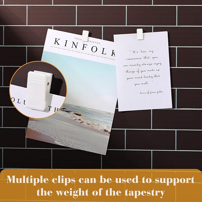 30 Pieces Self-Adhesive Clips Wall Tapestry Clips Sticky Plastic Photo Small Hanging Spring for Poster Photo Wall Teacher Student Home Applications(White)