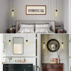 Modern Glass Black Pendant Lights Kitchen Island, Adjustable Cord Pendant Light Fixtures,Kitchen Pendant Lighting Over Island,Indoor Chandeliers for Bedroom Bathroom, Included Bulb