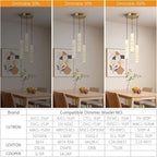 LMQNINE Natural Alabaster Pendant Lights for Kitchen Island White Marble Long Tube Chandelier Modern Gold Ceiling Light Fixtures for Bedroom Dining Room Table Living Room Hallway(M-3Light)