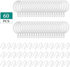 Hotop 30 Pcs Metal Drapery Curtain Rings 0.98/1.26/1.65 inch Interior Diameter and 30 Pcs Hanging Curtain Drapery Pin Hooks for Window Door Shower(25 mm,White)