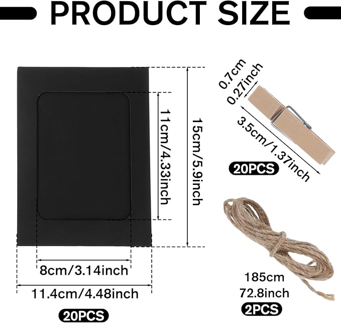 Giantree 20Pcs Photo Banner for Pictures, Paper Picture Frames, 4x6 Inch Photos Banner, Paper Photo Frame Photos String With Clips for Home Wall Decor,School and Office Decor(Style B)