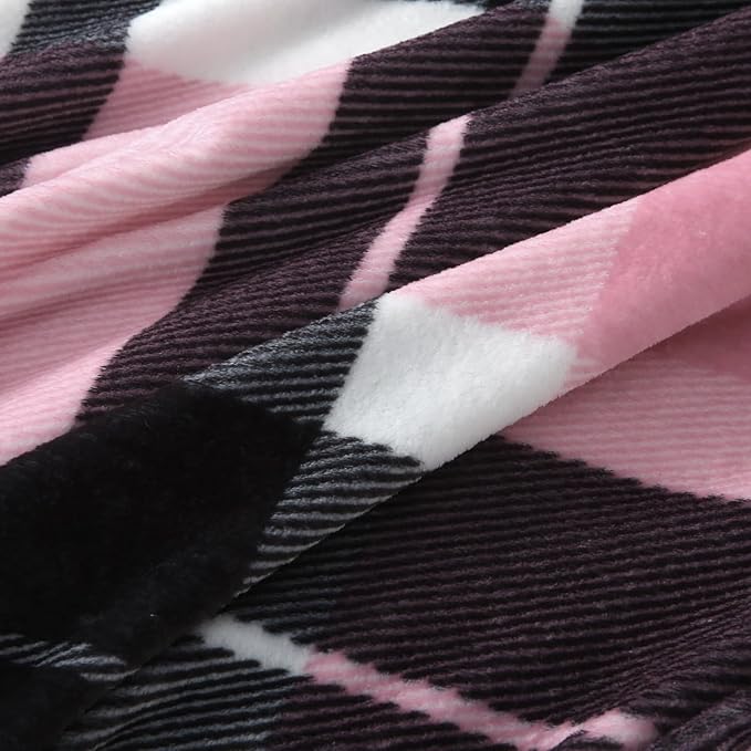 MERRYLIFE Pink Plaid Throw Blanket Decorative Fleece Throw | Ultra-Plush Colorful | Couch Blanket Travel Lap | Home Gift Use(50" 60",Pink Plaid)