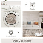 GENIMO 8x10 Area Rugs for Living Room, Machine Washable Non Slip Vintage Rugs, Low Pile Lightweight Chenille Print Rug for Bedroom, Dining Room, Home Office, Brownish Drab