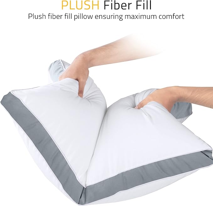 Utopia Bedding Bed Pillows for Sleeping Queen Size (Grey), Set of 2, Cooling Hotel Quality, Gusseted Pillow for Back, Stomach or Side Sleepers