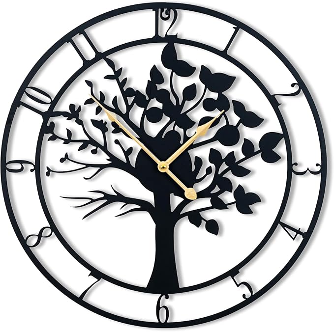 30inch/76cm Extra Large Tree of Life Wall Clocks for Living Room Decor,Bedroom,Battery Operated,Metal,Decorative,Analog,Silent,Non Ticking Wall Clock,Room Wall Decor (Tree of Life, 30 inches)