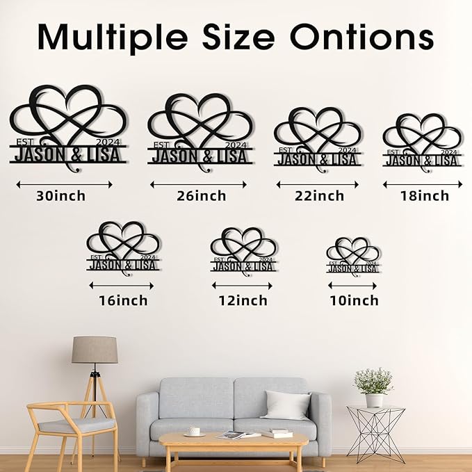 Metal Signs Customized, Infinity Heart Wall Decor, Custom Couple's Name Sign, Personalized Wedding Sign for Couples 2025, Unique Infinity Heart Metal Art, Valentines Day Gift, Home Decor Gift